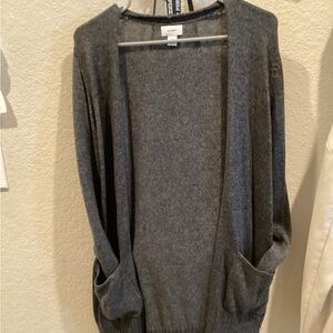 OLD NAVY MEDIUM GREY OPEN FRONT LONGLINE CARDIGAN